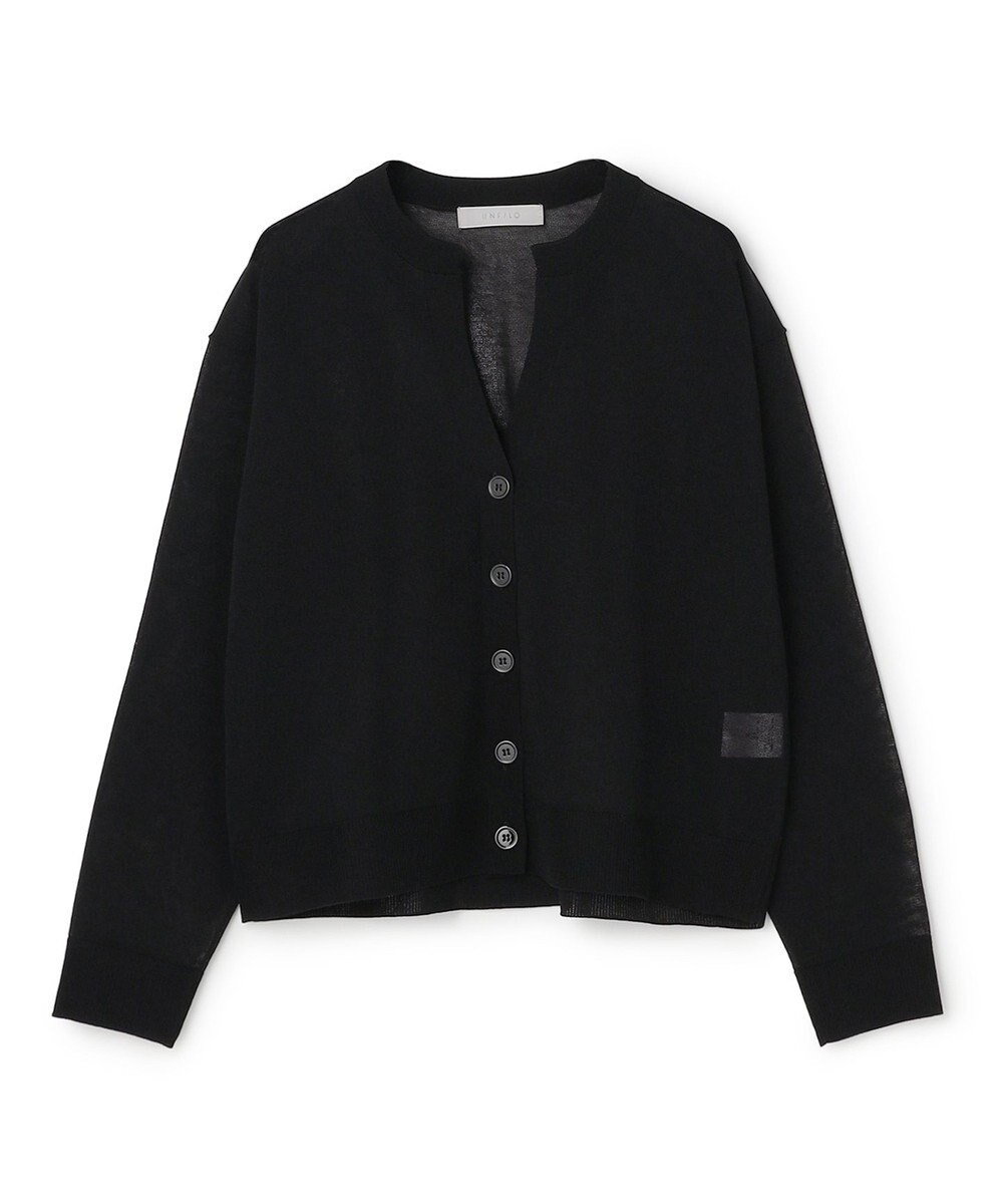 UNFILO シアーフォルムニット キーネックカーディガン 