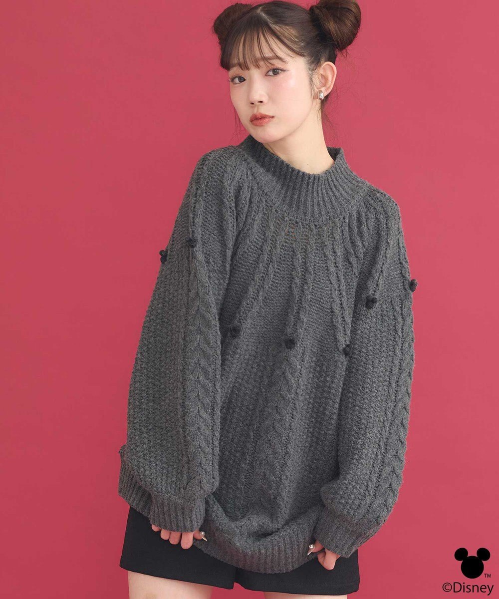earth music&ecology Disney/ポイントミッキーケーブルニット 