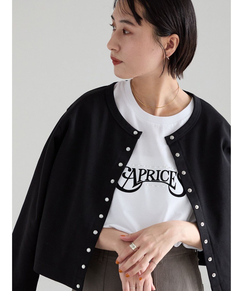 Te chichi パール&ロゴプリントTシャツ 