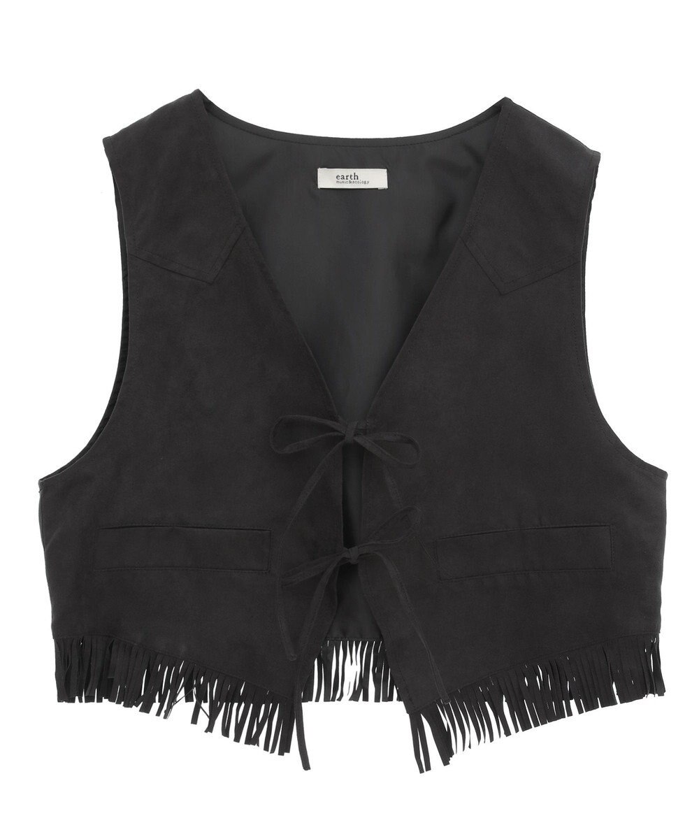 earth music&ecology スウェード調フリンジベスト 