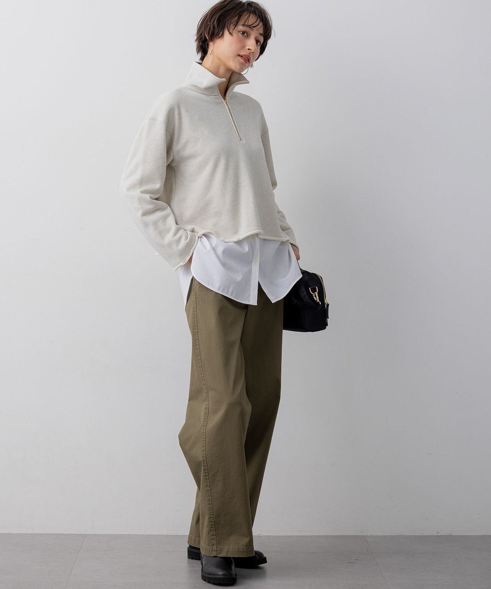 23区 【先行予約】シャイニーコットンテリー ハーフジップ スウェット 