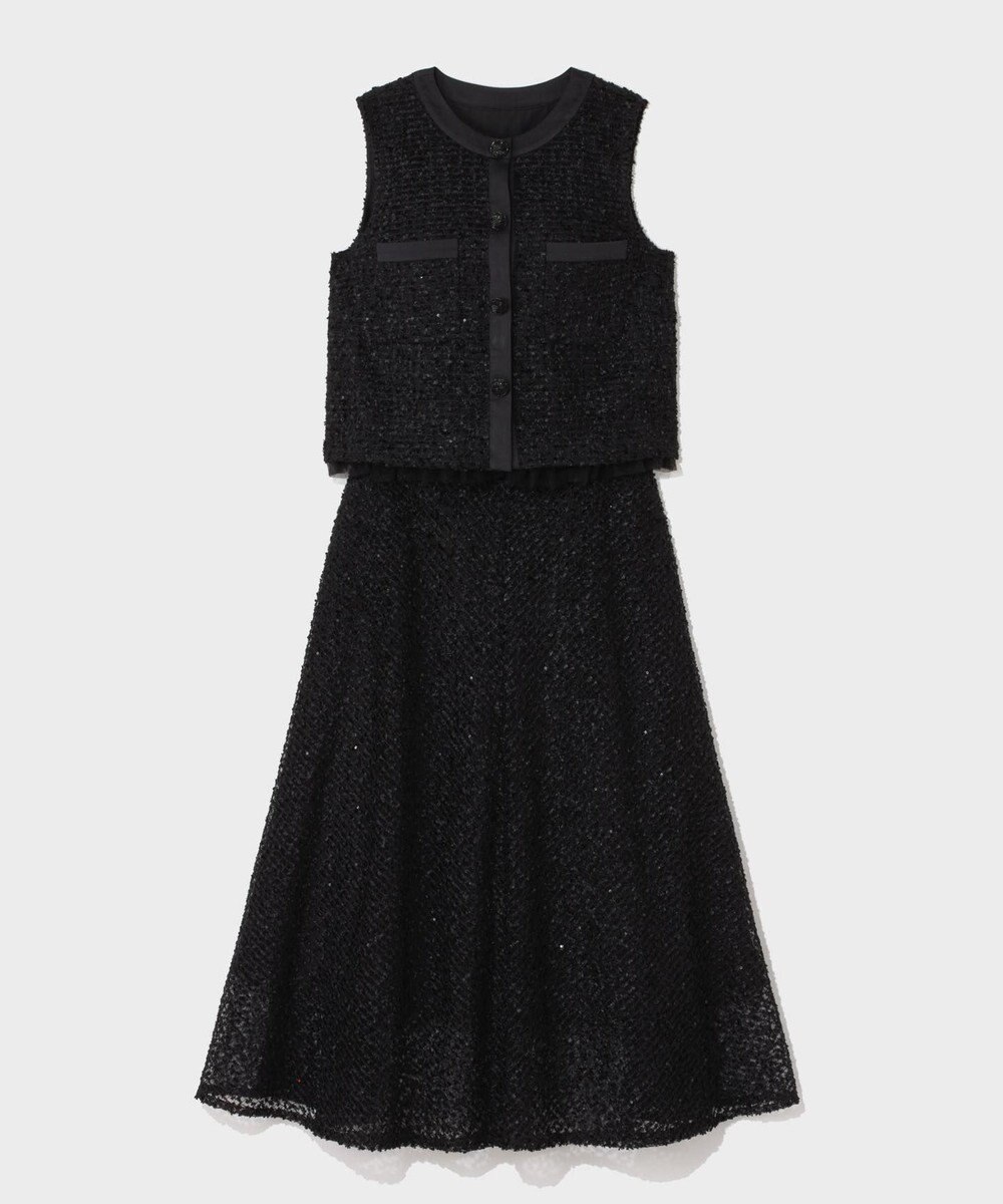 GRACE CONTINENTAL フェザーembドレス 