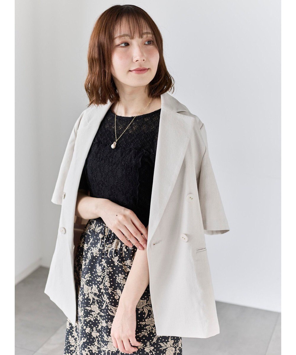 Te chichi パッチワークレース5分袖トップス 