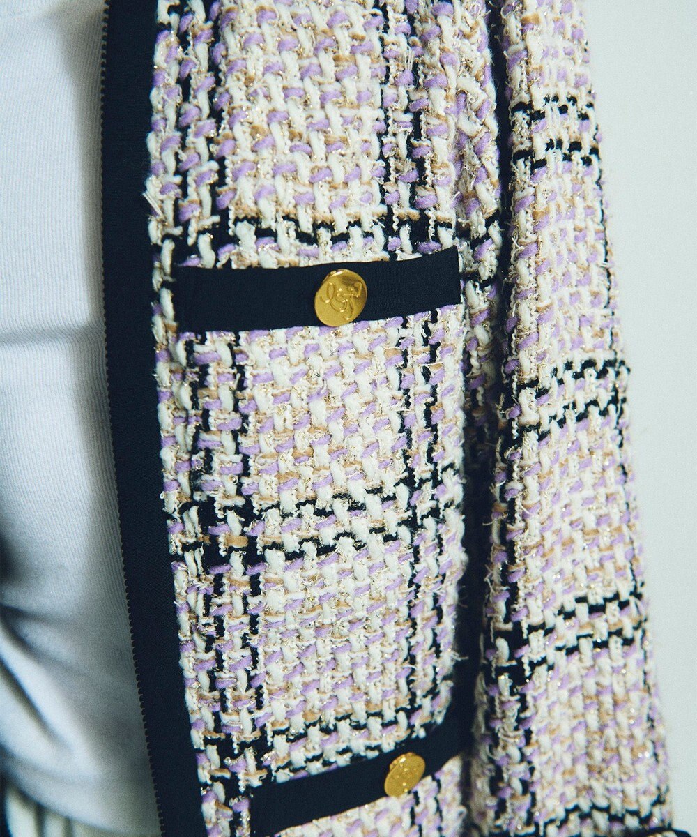 GRACE CONTINENTAL ツイードフーディーコート 