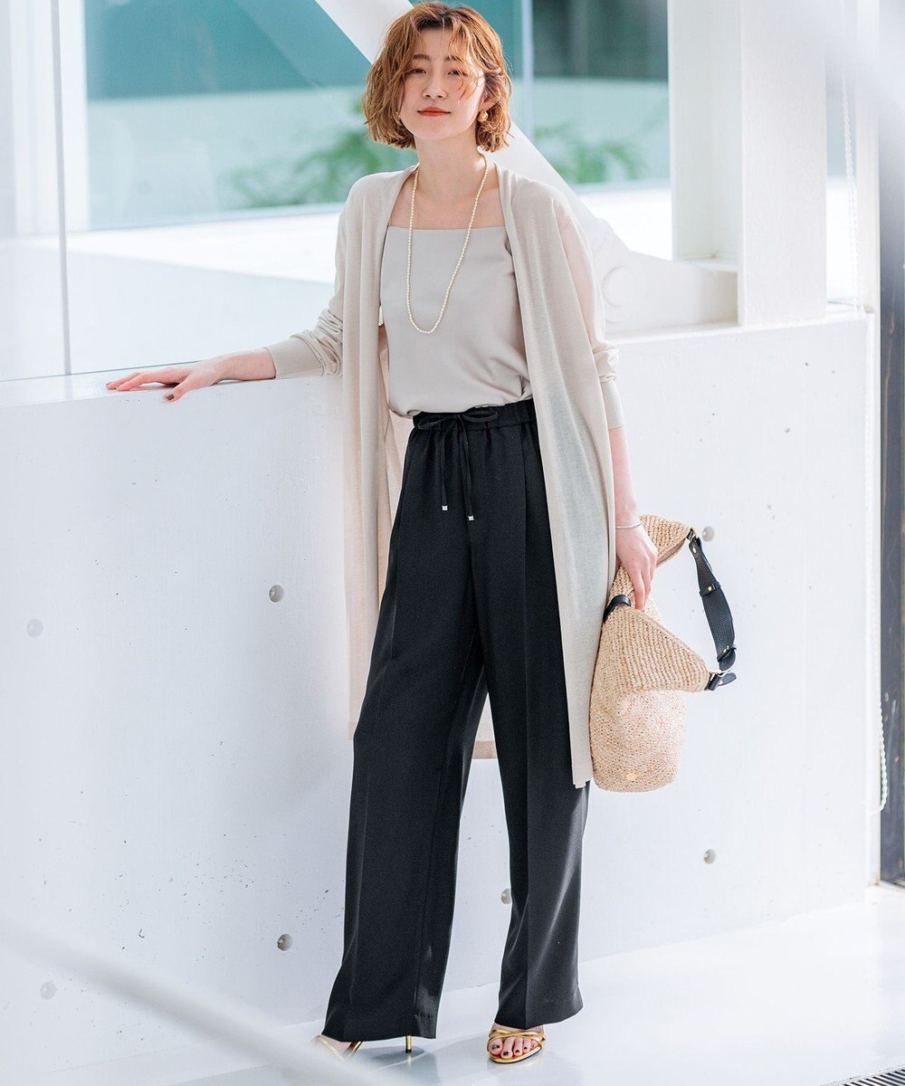 23区 【新色追加/洗える】ストレッチジョーゼット ワイドパンツ 