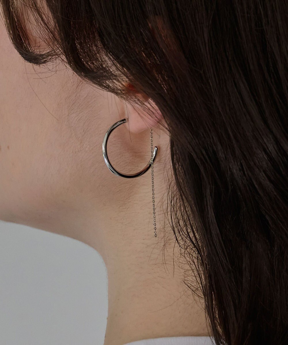 Phoebe 【金属アレルギー対応】2wayウェーブラインフープピアス　シルバー/ニッケルフリー 