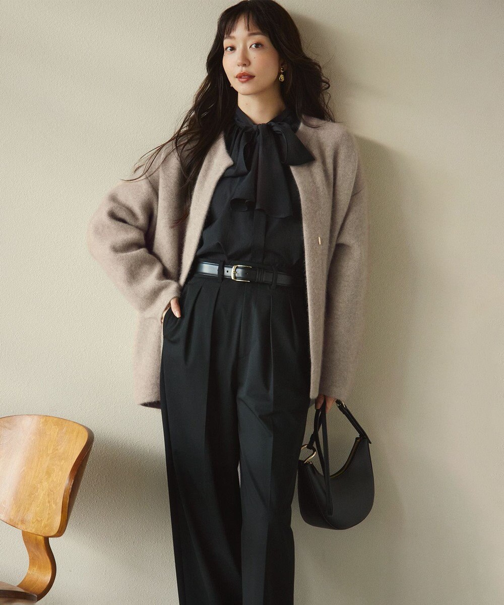 23区 S 【CLASSY.11月号掲載/洗える】ラクーンブレンドダブルフェイス ニットカーディガン 