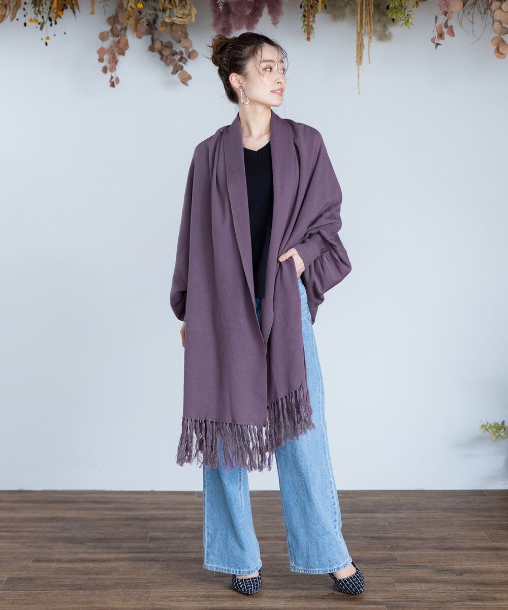 Tiaclasse 【洗える】ストール風カーディガン 