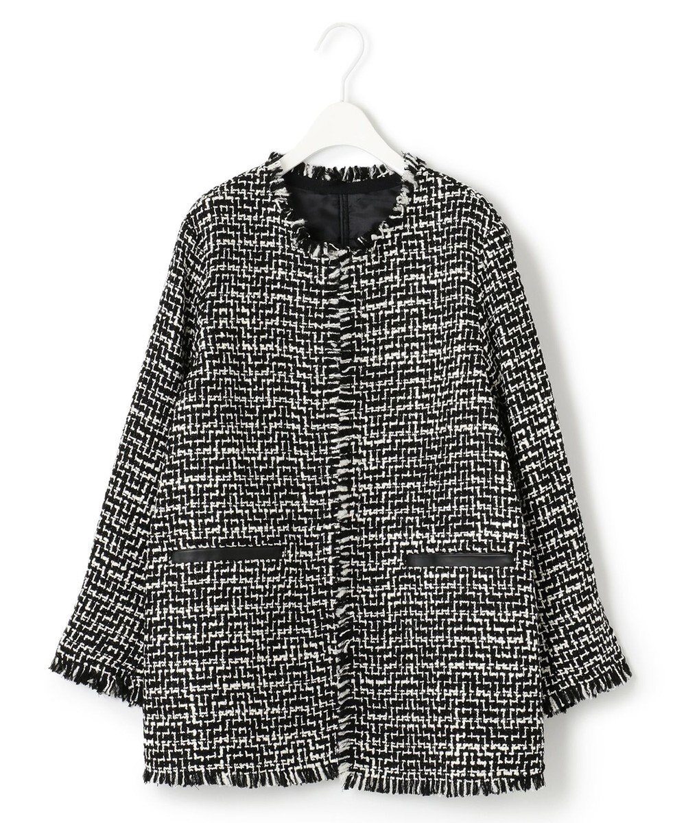 ICB ライトツイード ノーカラージャケット 