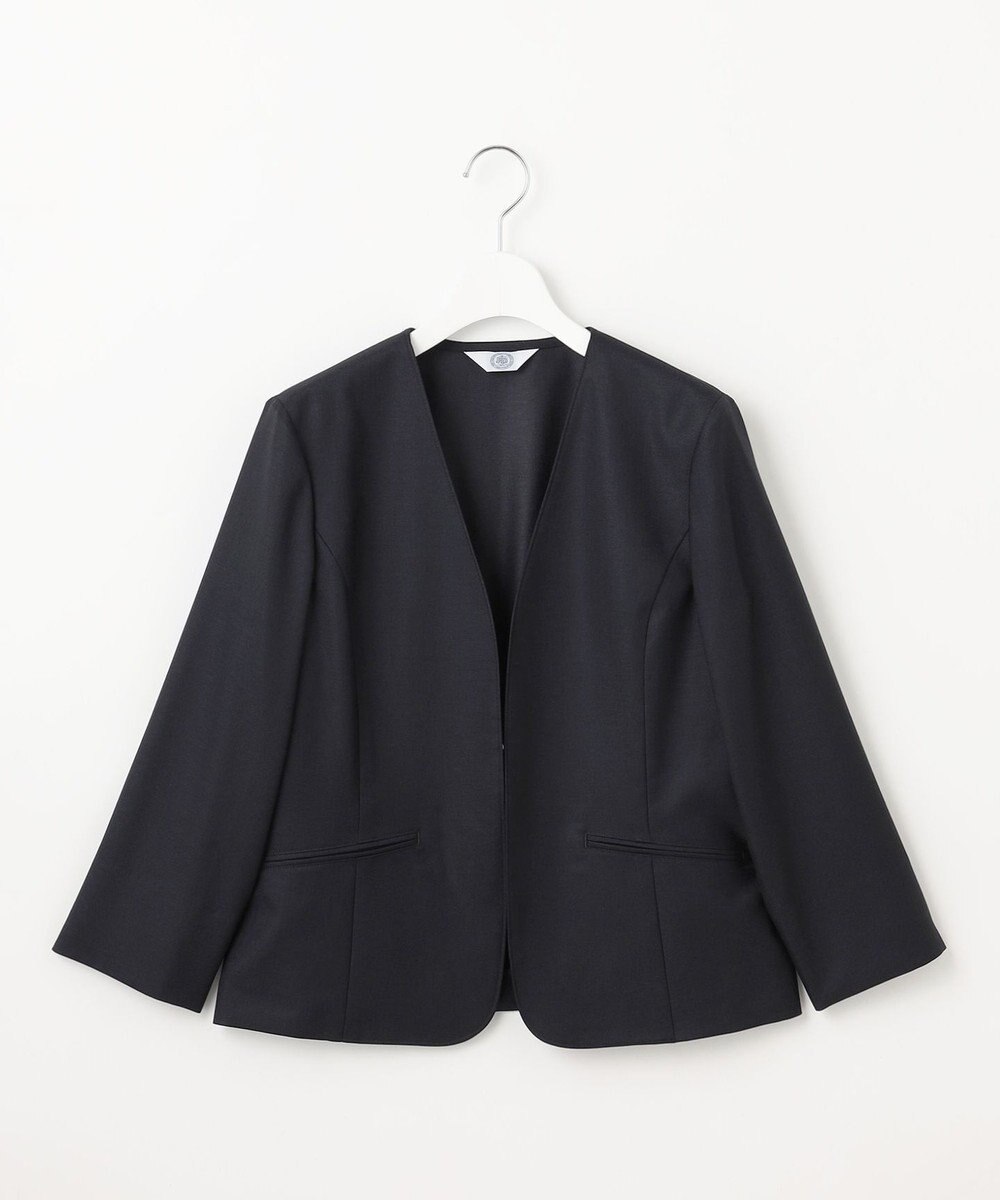 J.PRESS LADIES S 【セットアップ対応・洗える・UVケア・吸水速乾】OXIJEWELストレッチ ノーカラー ジャケット 