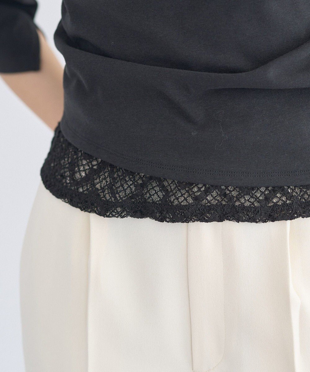 earth music&ecology レースレイヤードドレーププルオーバー 