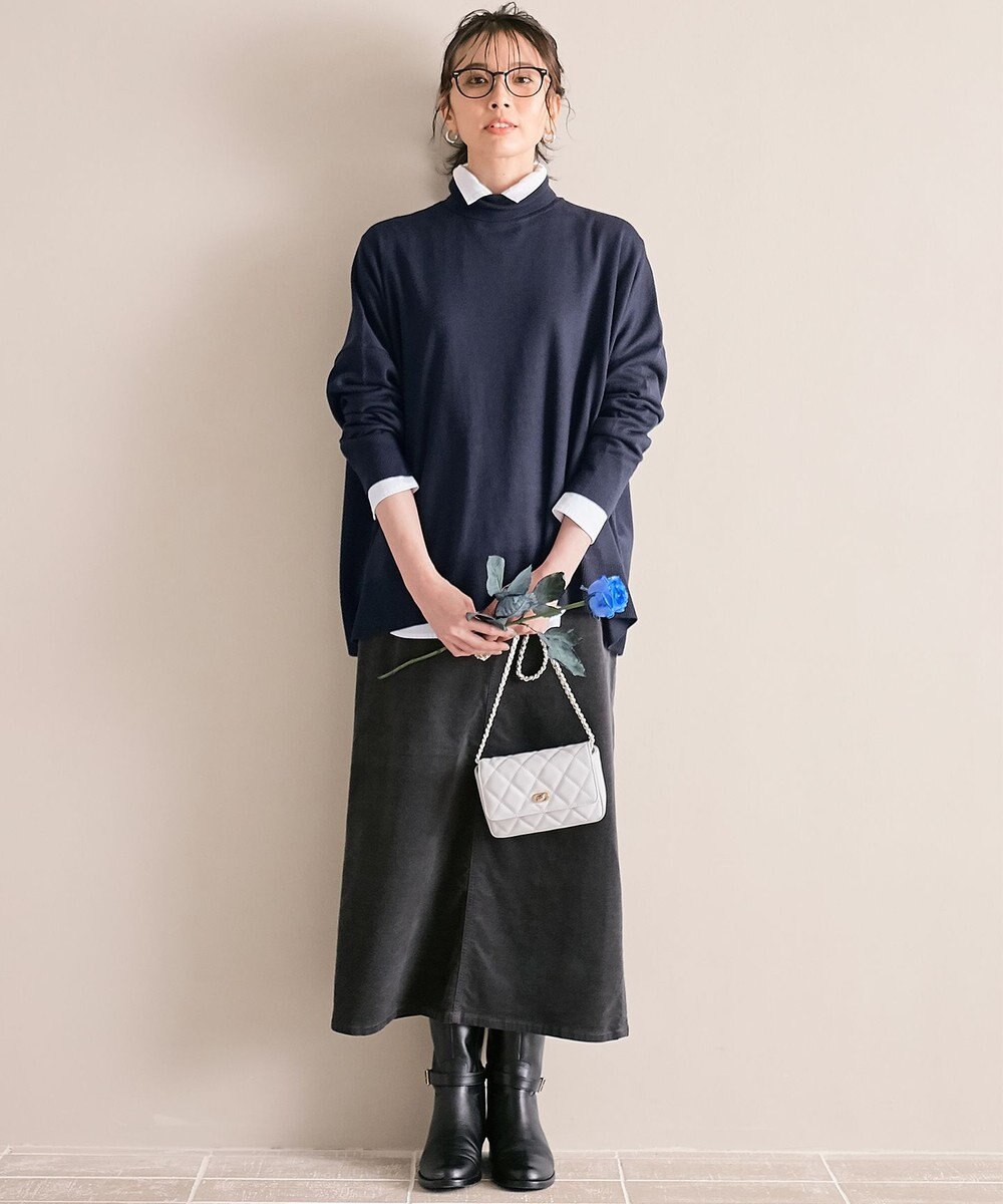 23区 【洗える】23区DENIM ベルベットストレッチ Aライン スカート 