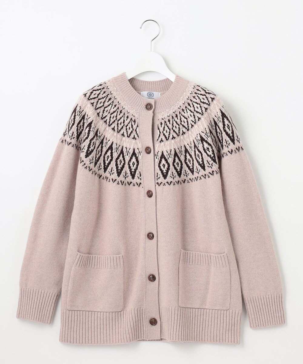 J.PRESS LADIES 【洗える】FAIR ISLE 求心編み カーディガン 
