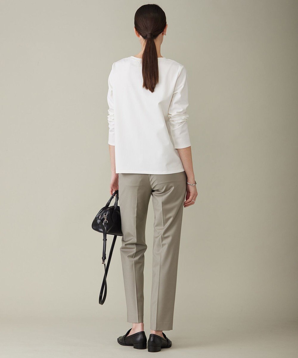 ICB 【洗える】シャイニースムース ドレープフリルカットソー 