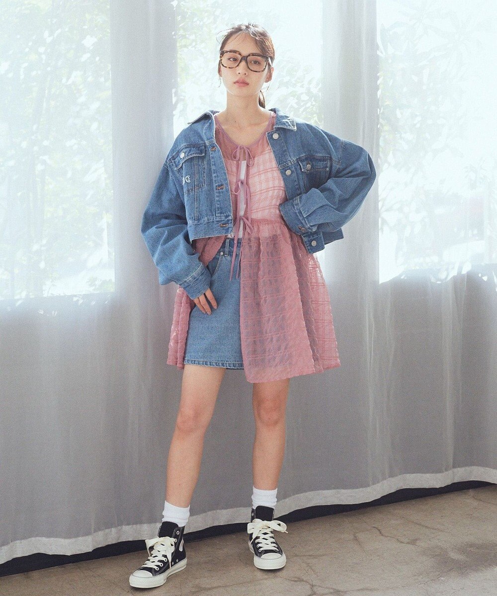 earth music&ecology フリンジロゴショート丈Ｇジャン 