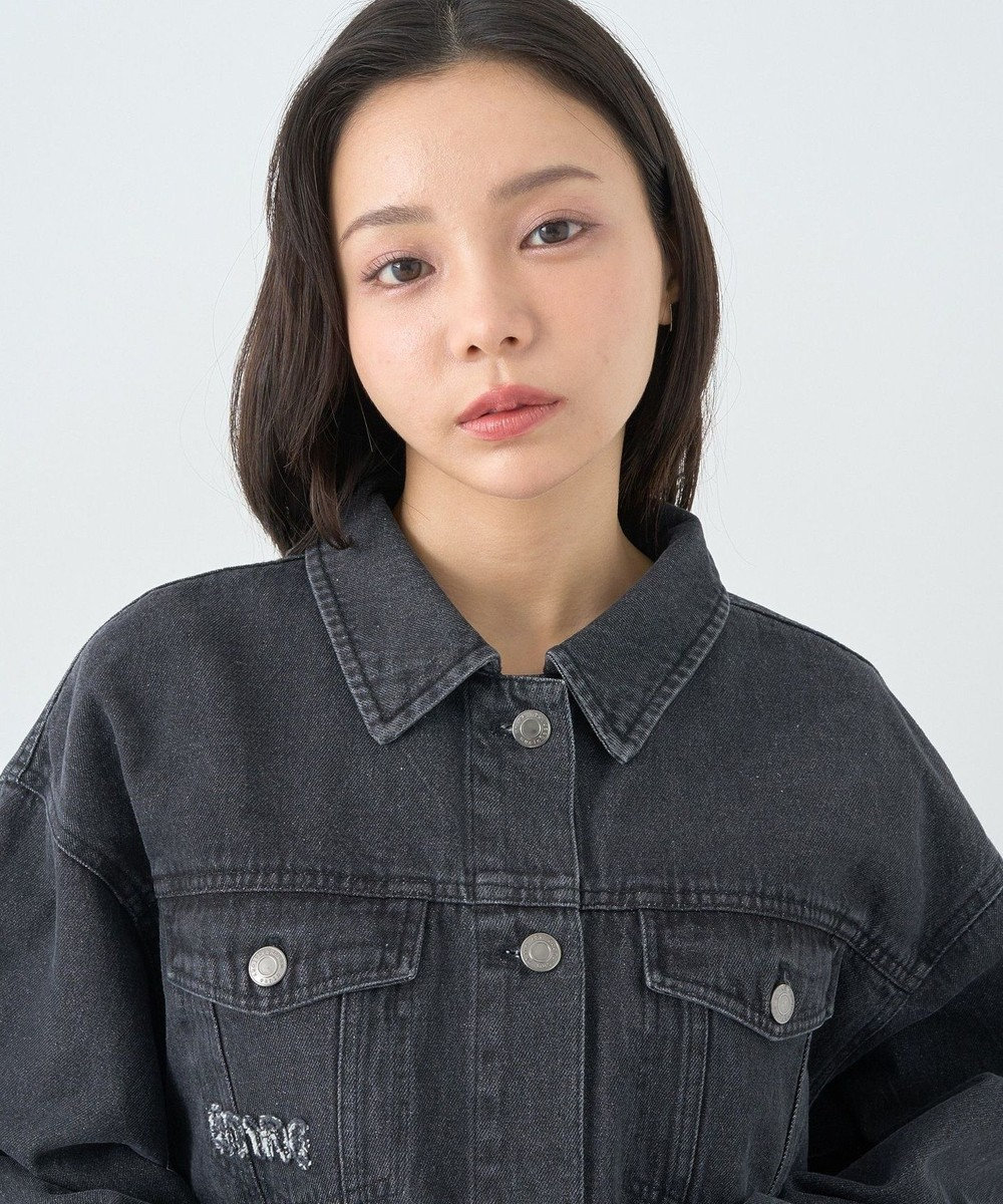 earth music&ecology フリンジロゴショート丈Ｇジャン 