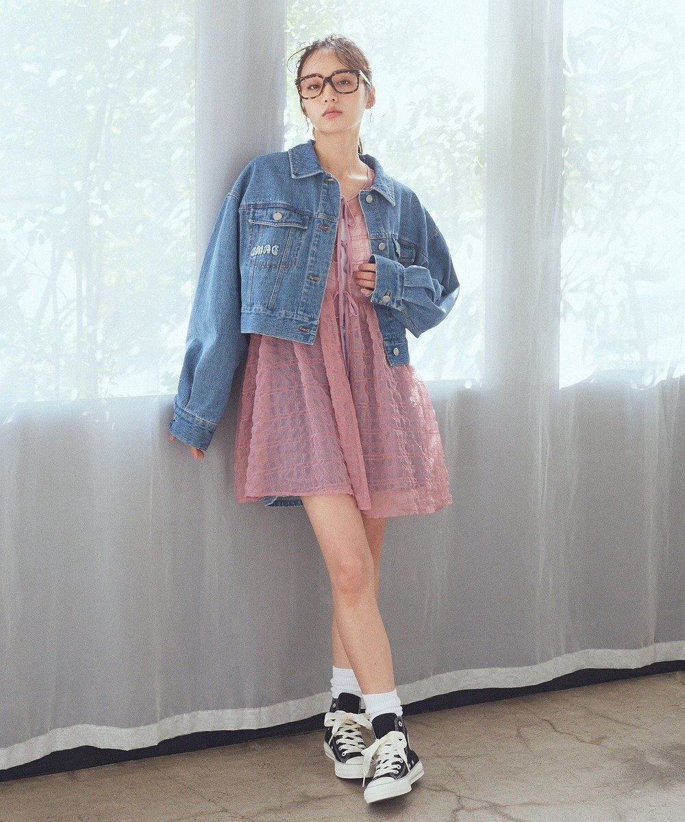 earth music&ecology フリンジロゴショート丈Ｇジャン 