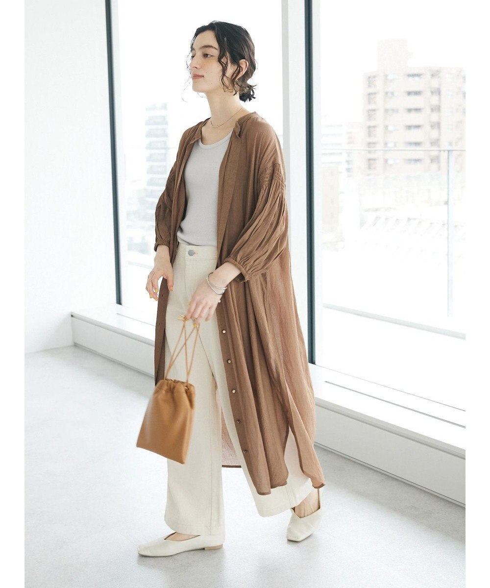 CRAFT STANDARD BOUTIQUE ウ゛ィンテージボイル袖シャーリングワンピース 