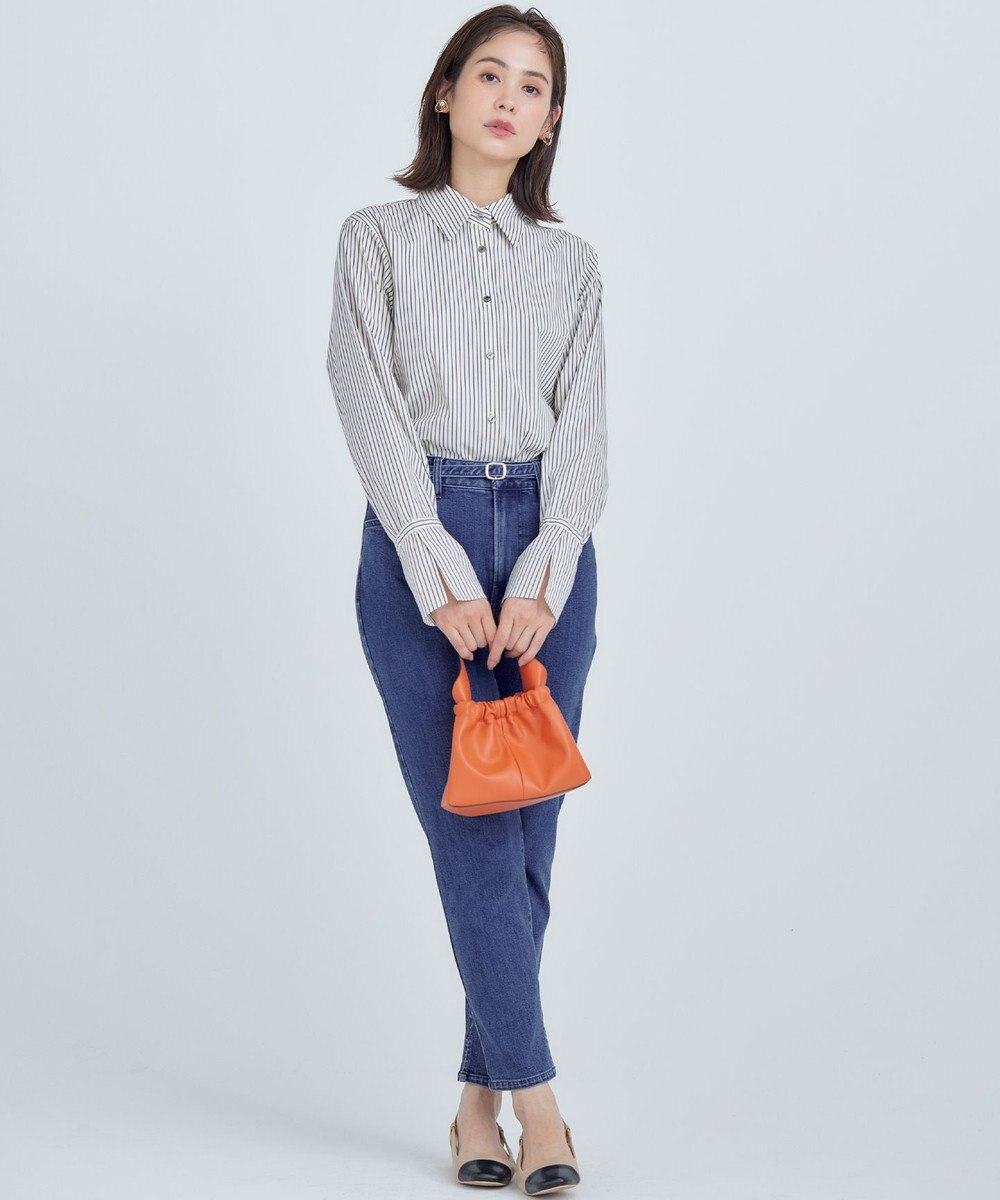 組曲 L コンパクトシャーティング フレア袖シャツ 