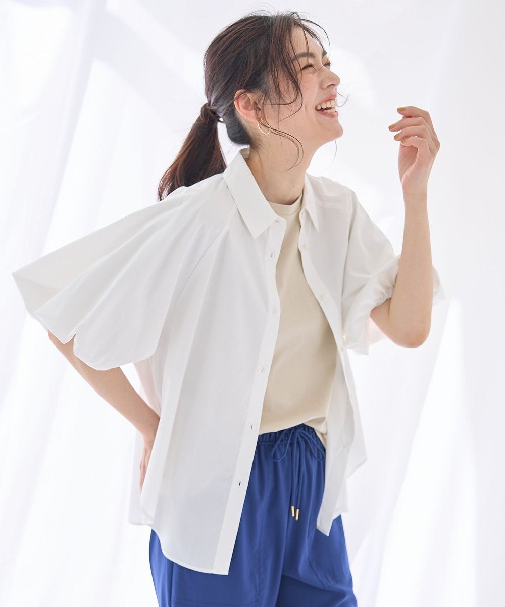 ANY 【接触冷感/UVカット/抗菌防臭/速乾】エニイファンクション パフスリーブブラウス 