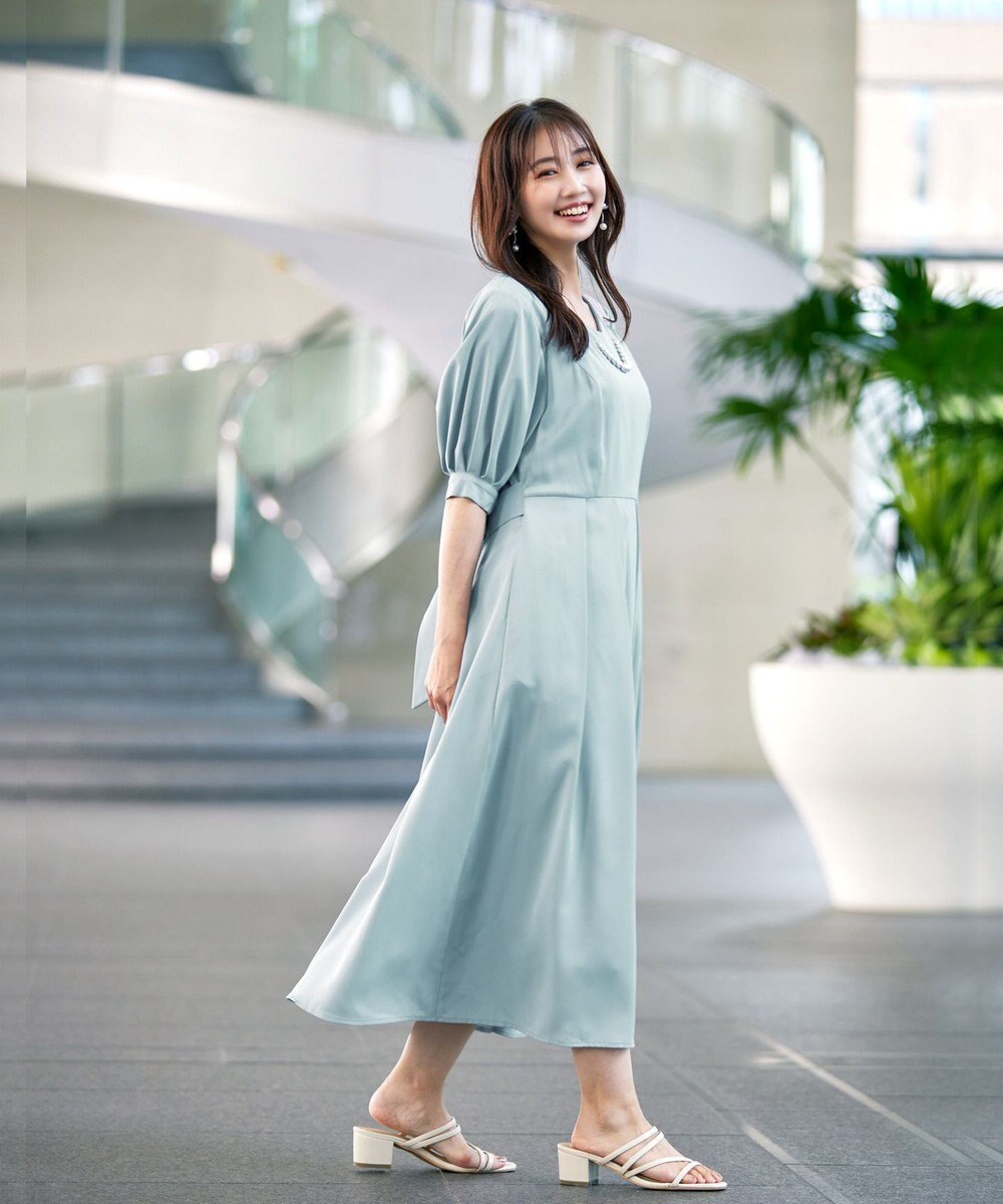 Tiaclasse L 【洗える】パフスリーブワンピース 