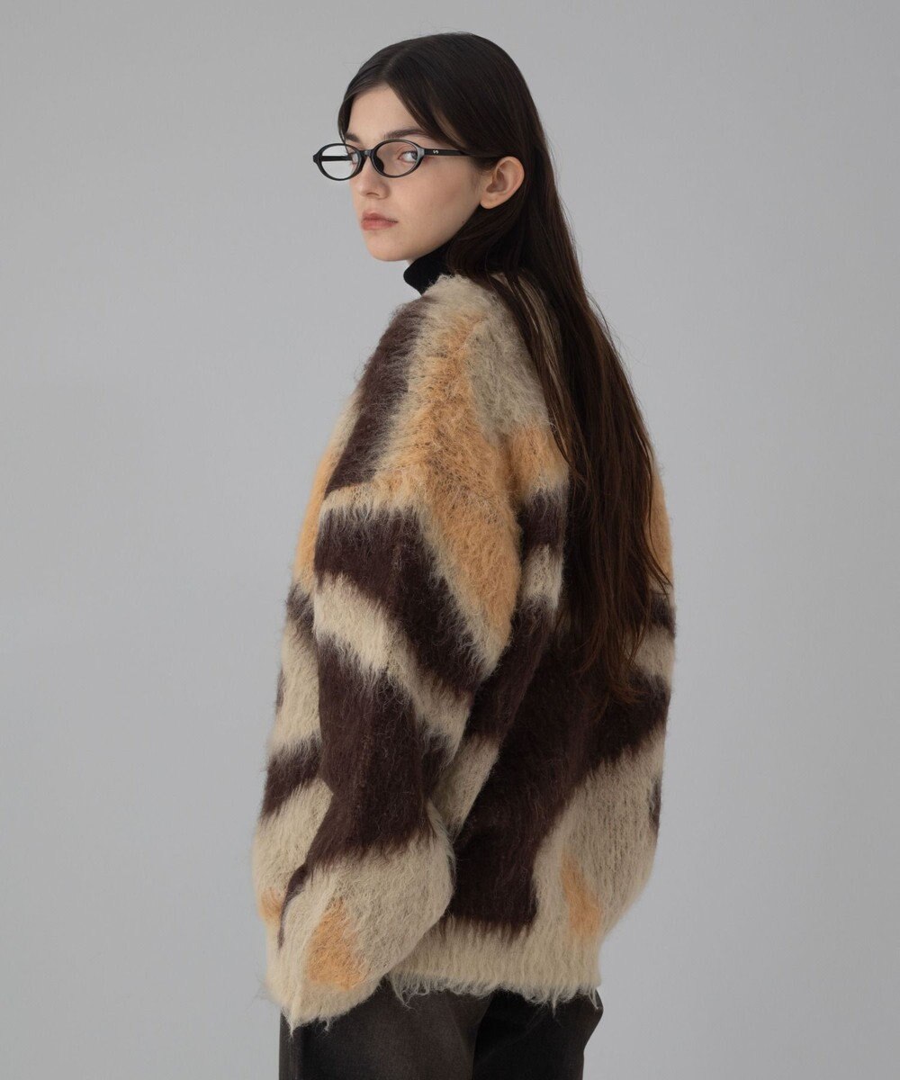 WEGO 【ユニセックス着用ITEM/MLサイズ展開】モヘアタッチパターンカーディガン 