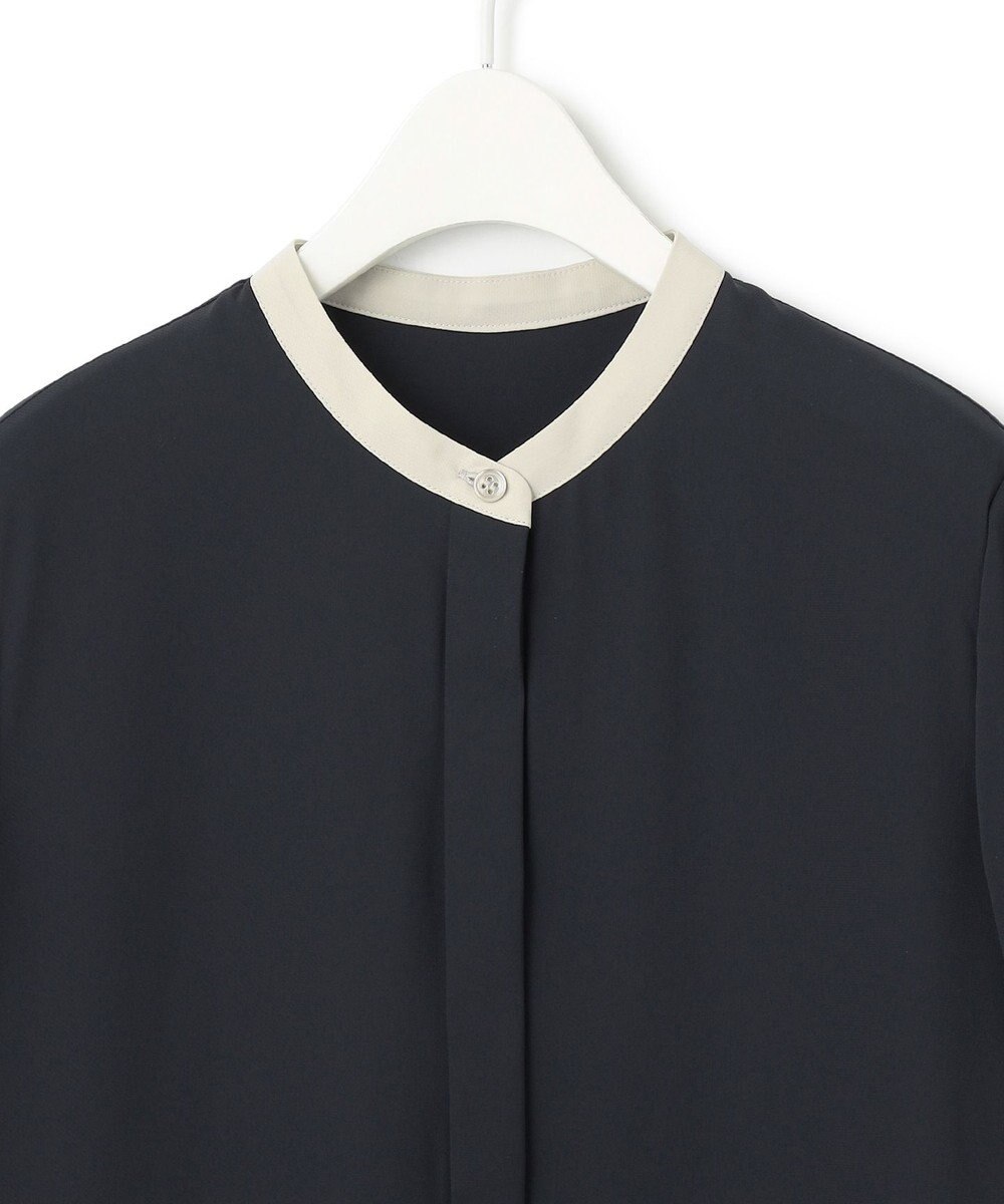 ICB 【接触冷感・UVケア・速乾・洗える】BackSatinAmunzen バンドカラーチュニックブラウス 