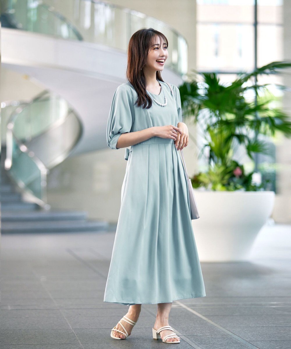 Tiaclasse L 【洗える】パフスリーブワンピース 