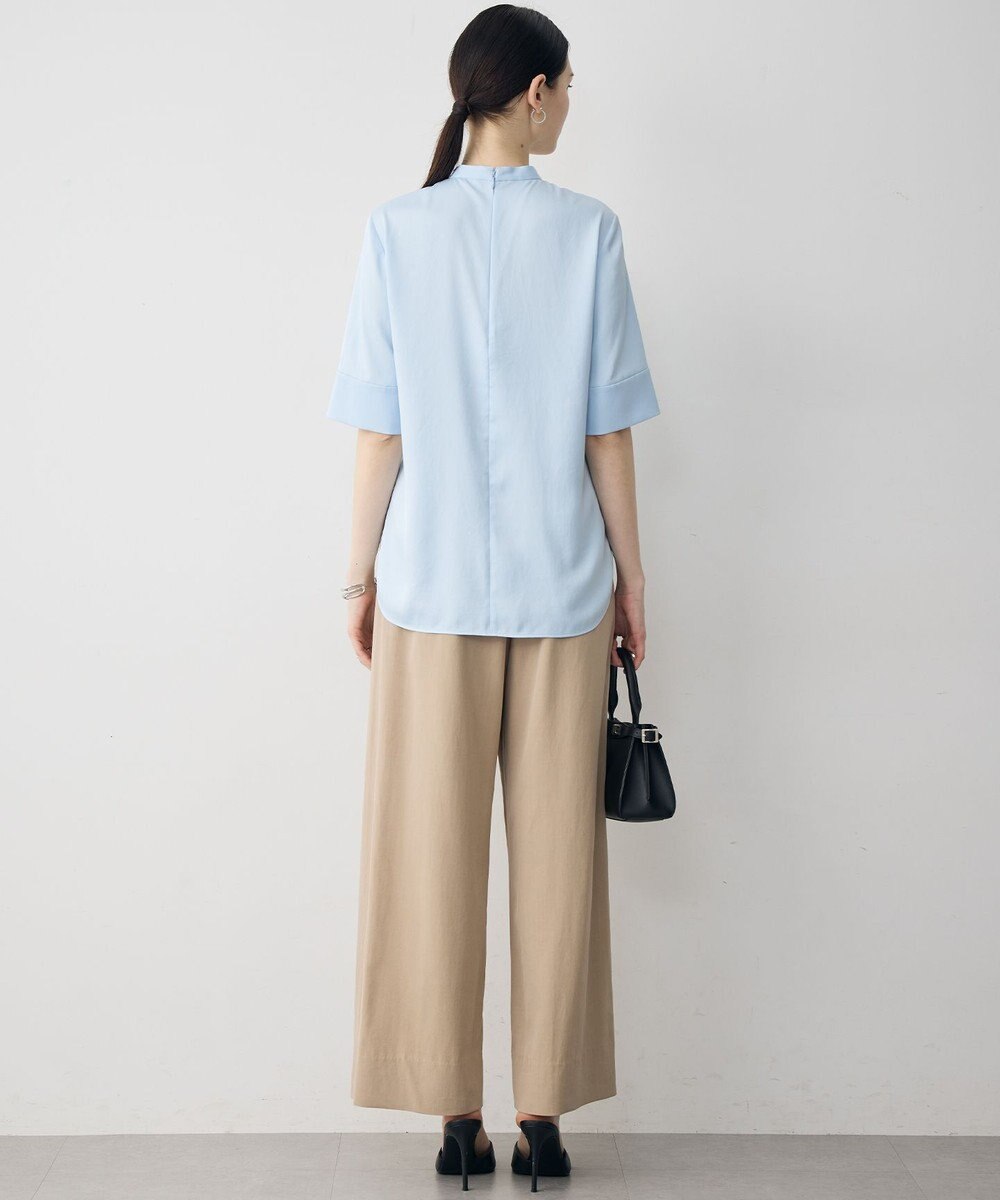 ICB 【先行予約】ストレッチシルキーツイル タイブラウス 