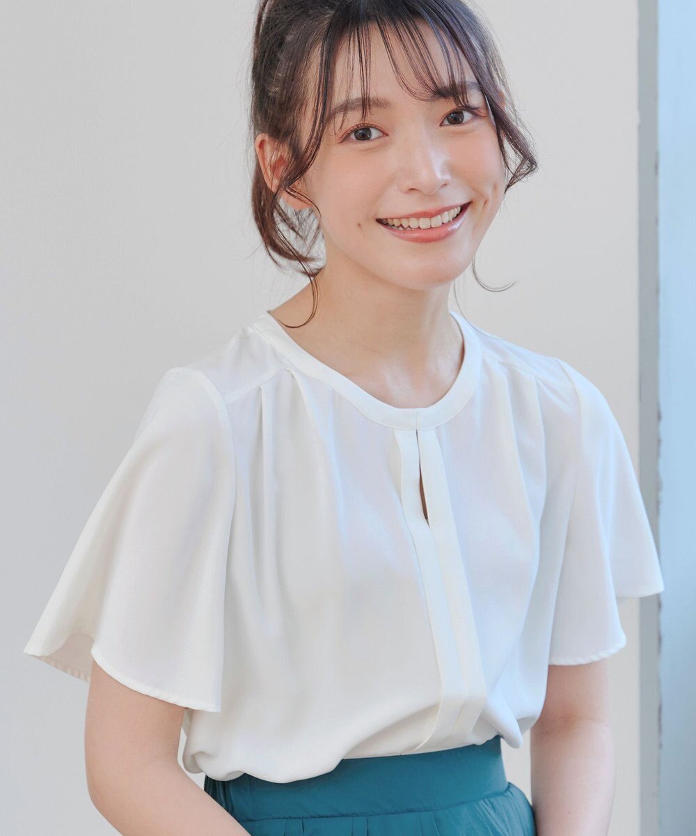 Tiaclasse 【2WAY・接触冷感・洗える】ノーカラーブラウス 