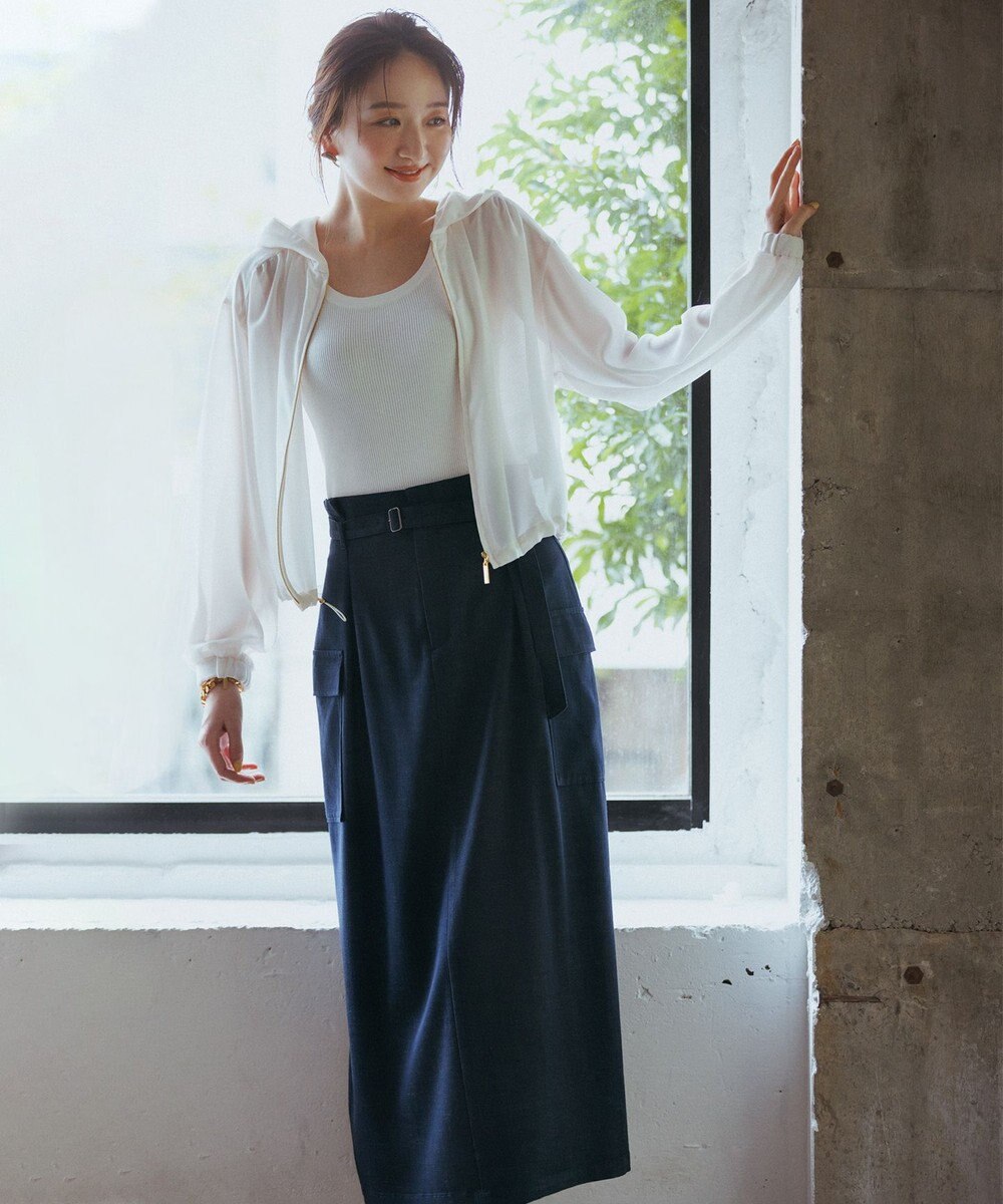 23区 【洗える】デニムライクシャンブレー Iライン スカート 