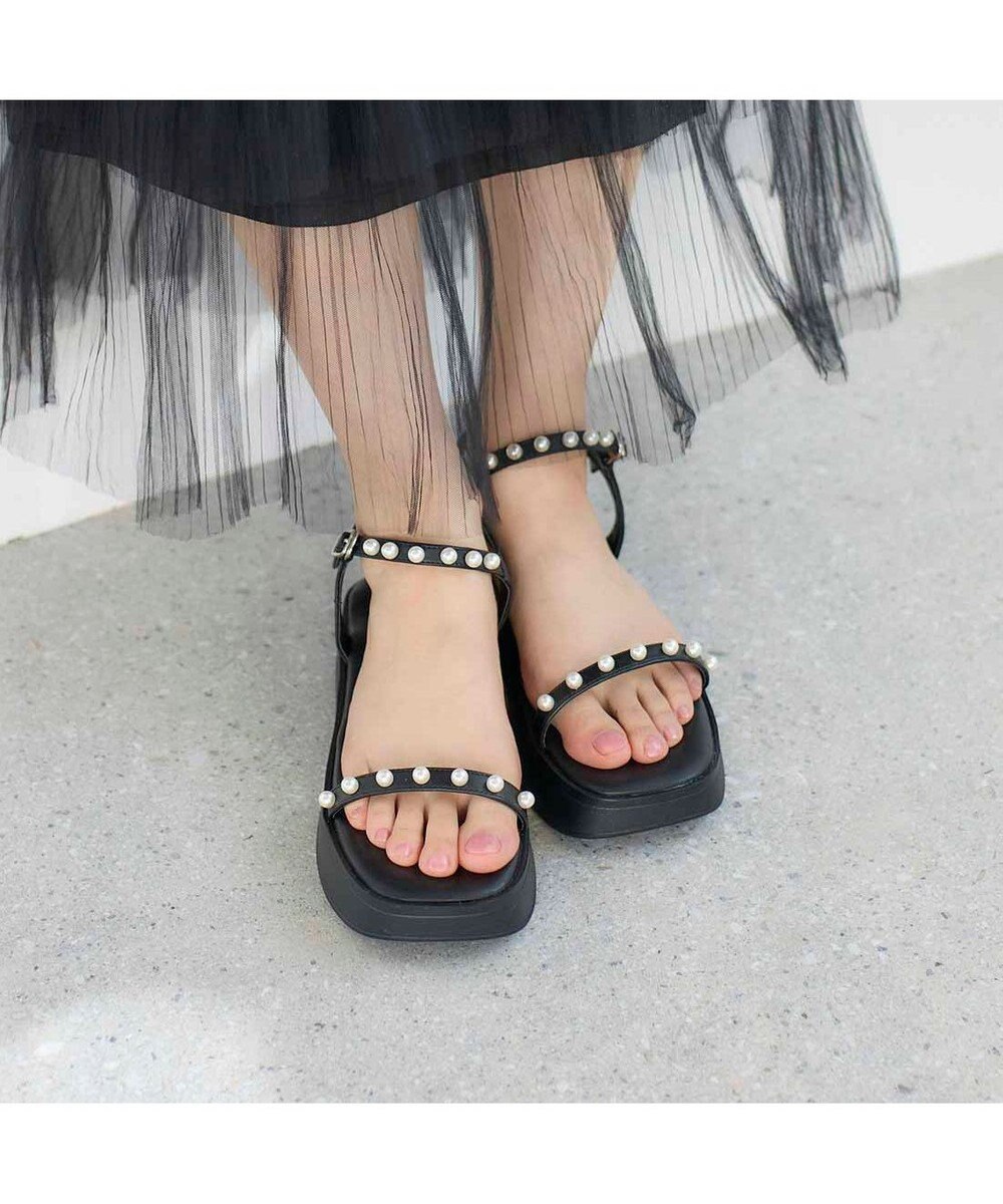 MODE ET JACOMO <noyau>パールデザイン厚底スポーツサンダル 