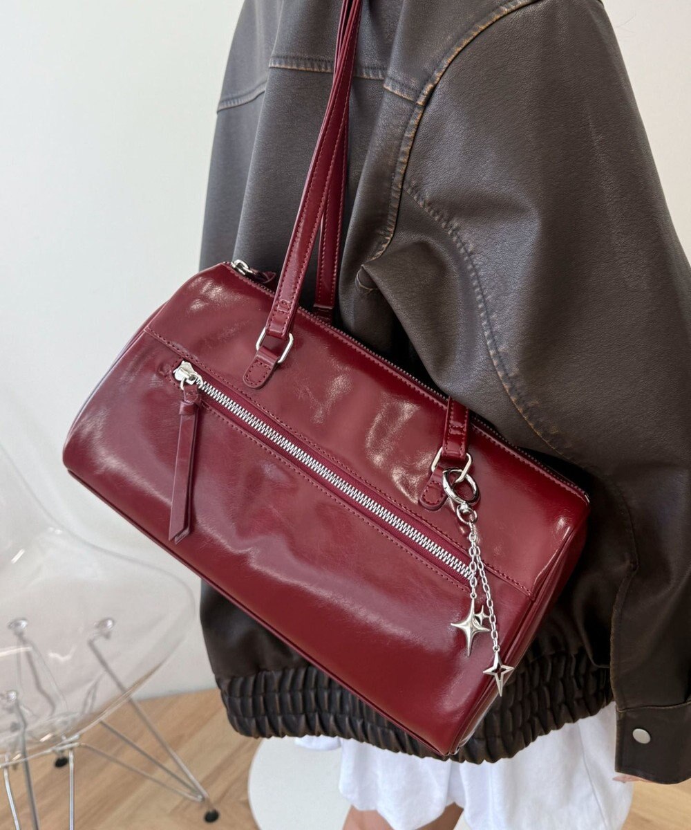 WEGO キラキラチャーム付きドラムボストンバッグ 