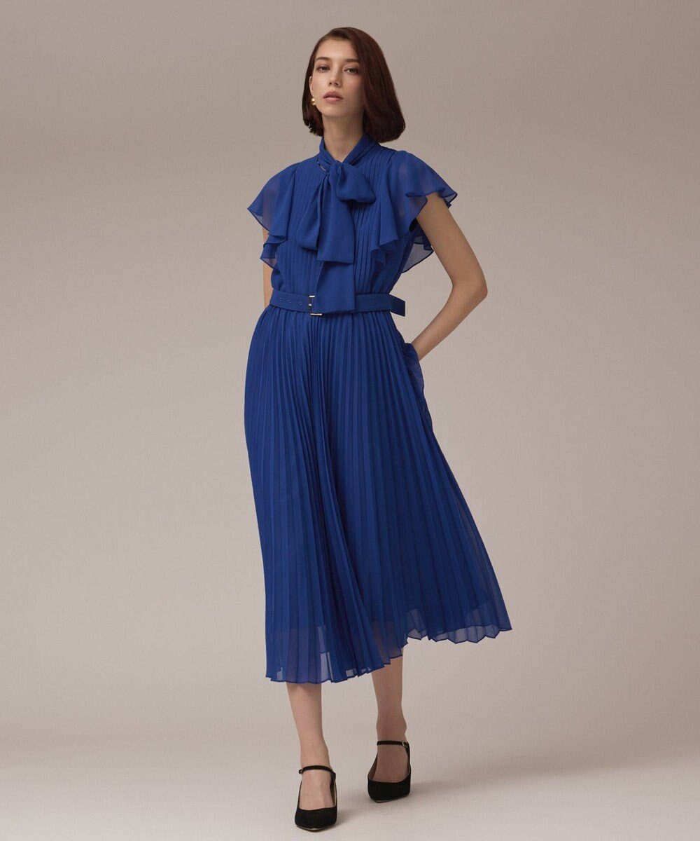 GRACE CONTINENTAL ボウタイプリーツドレス 