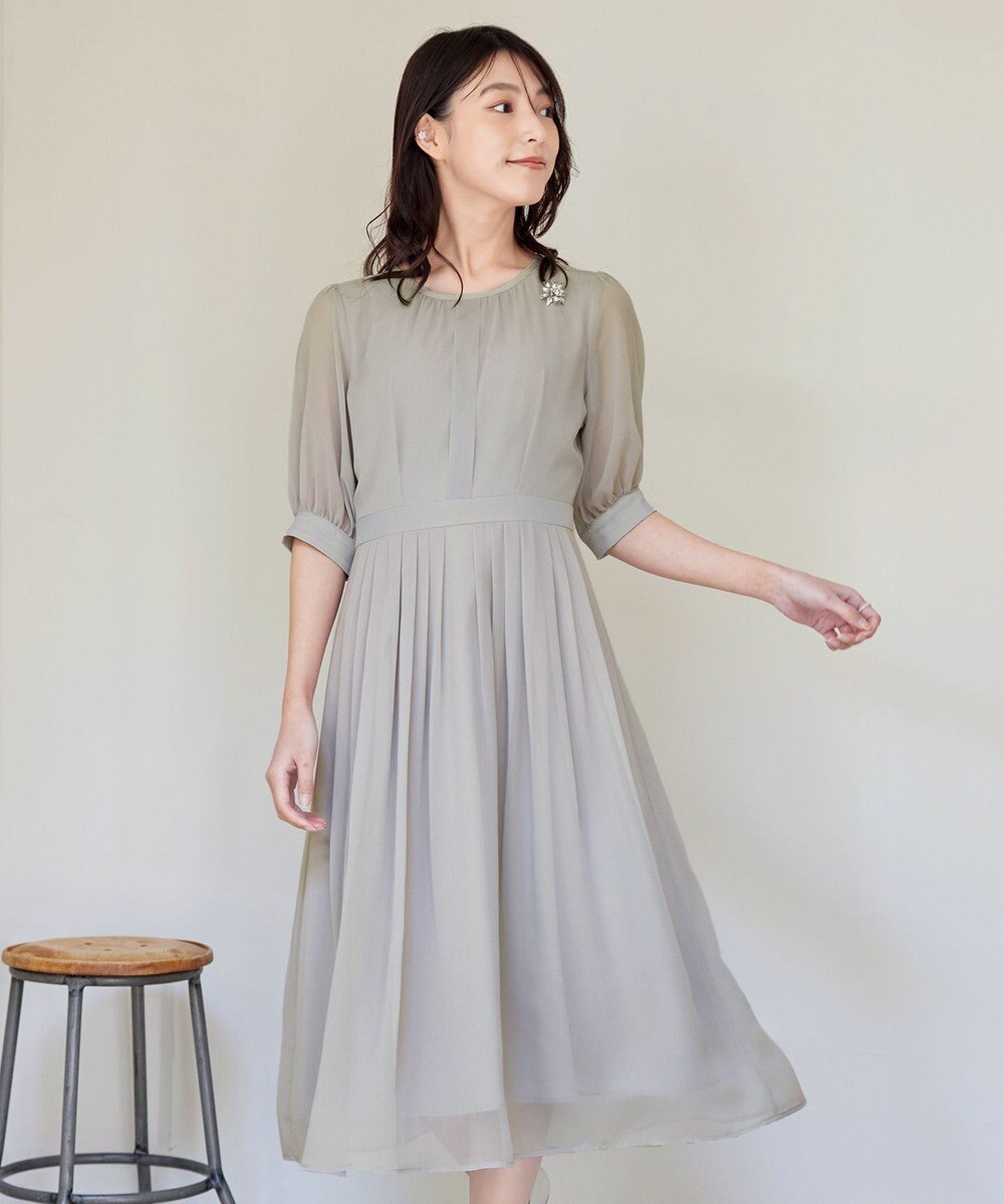 Tiaclasse 【洗える】シフォンワンピース 