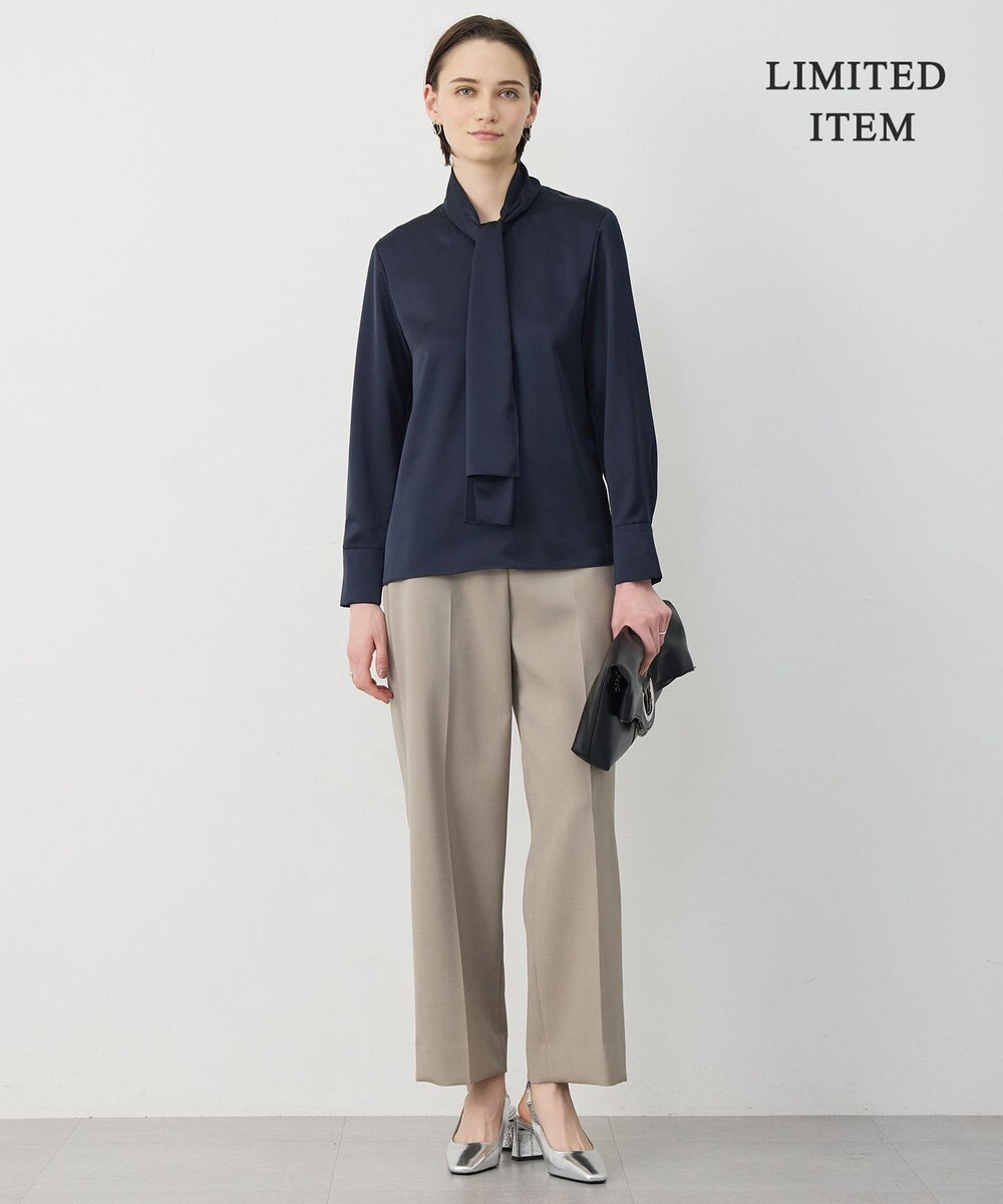 ICB 【WEB限定】 ドレープサテン ボウタイブラウス 