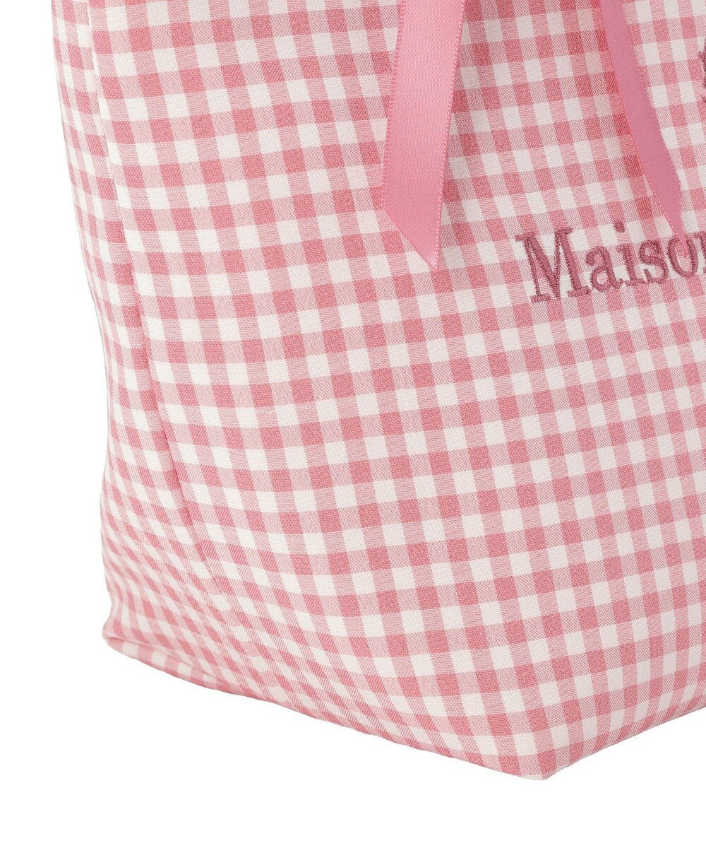 Maison de FLEUR ギンガムブランドロゴフリルハンドルトート 