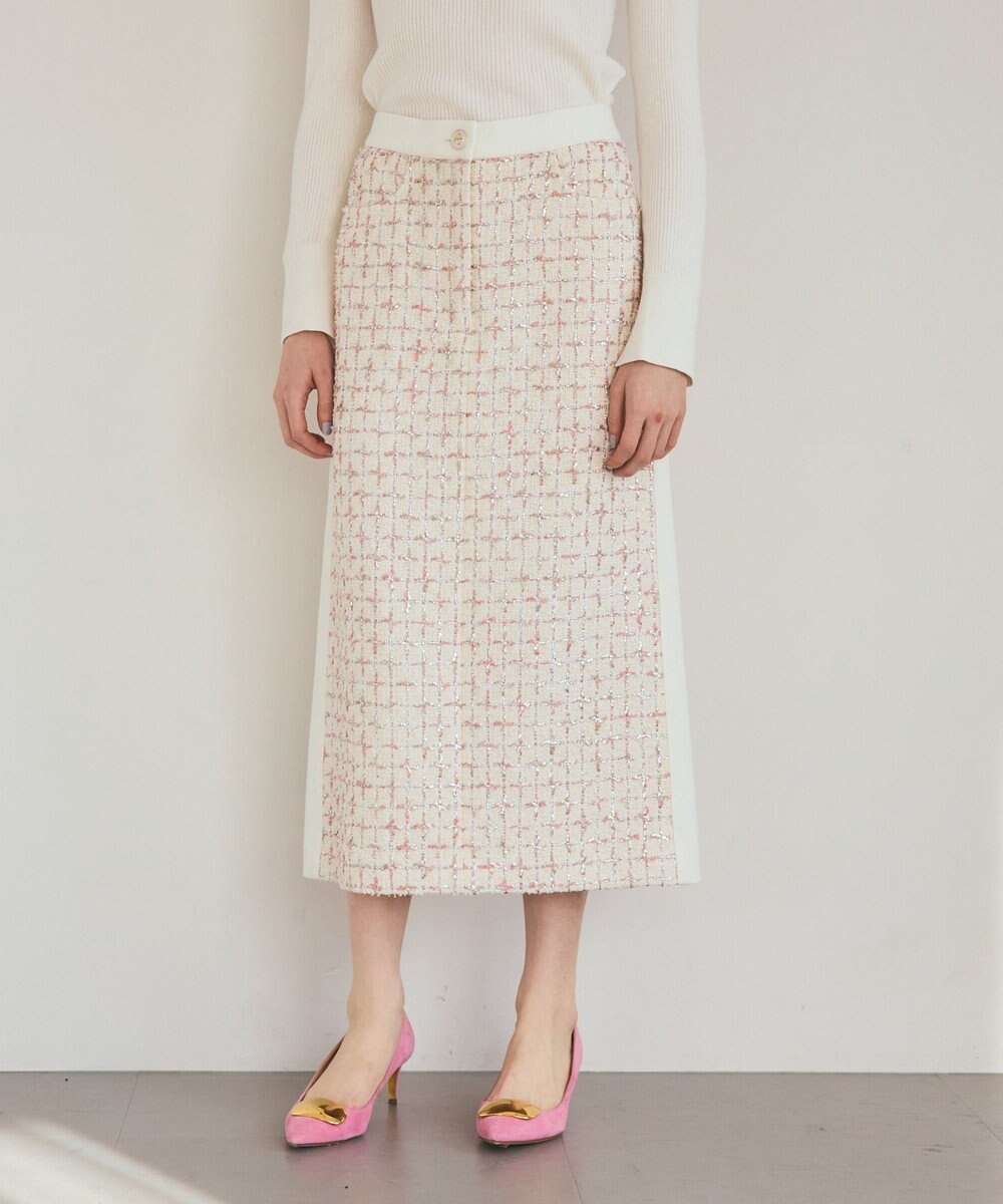 GRACE CONTINENTAL ツイードライン切替スカート 