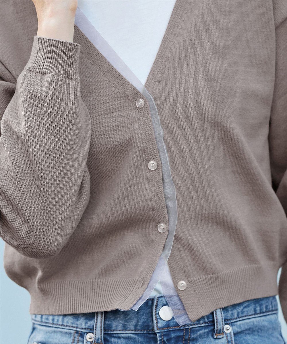 Tiaclasse 【洗える】オーガンジーラインカーディガン 