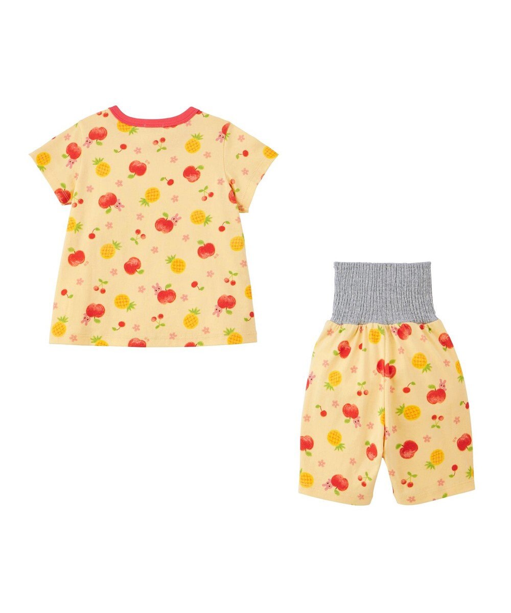 MIKI HOUSE HOT BISCUITS 【80-120cm】 フルーツ柄 腹巻き付き 天竺素材 半袖パジャマ 