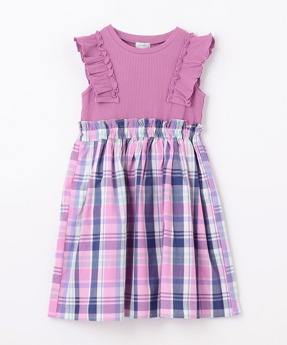 ANY KIDS チェック ドッキング ワンピース 