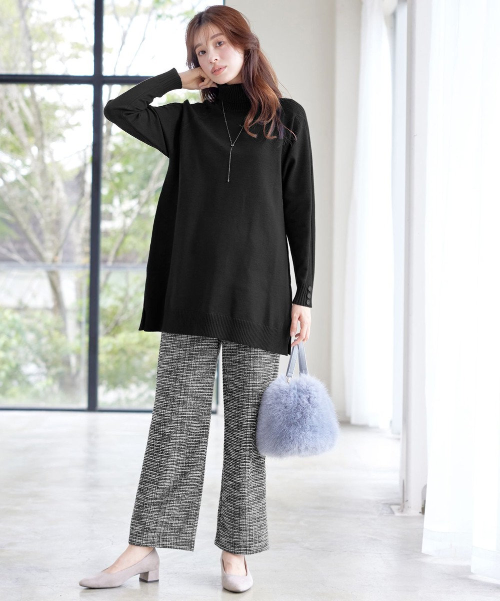 Tiaclasse ラメツイードワイドストレートパンツ 