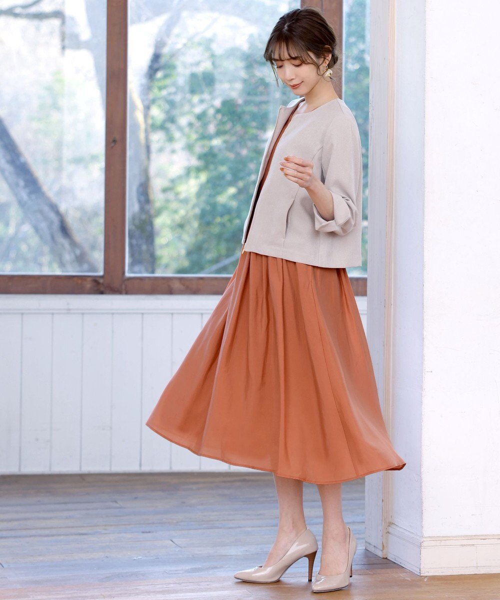 Tiaclasse 【洗える】大人上品なシアータックワンピース 