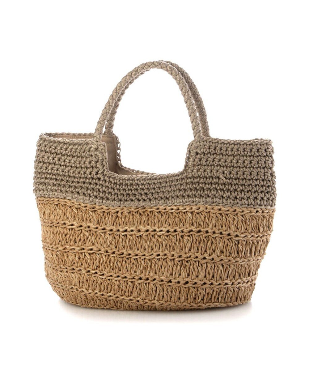 UNBILLION カシュカシュ cachecache / 切り替え柄編みミニトート カゴバッグ 