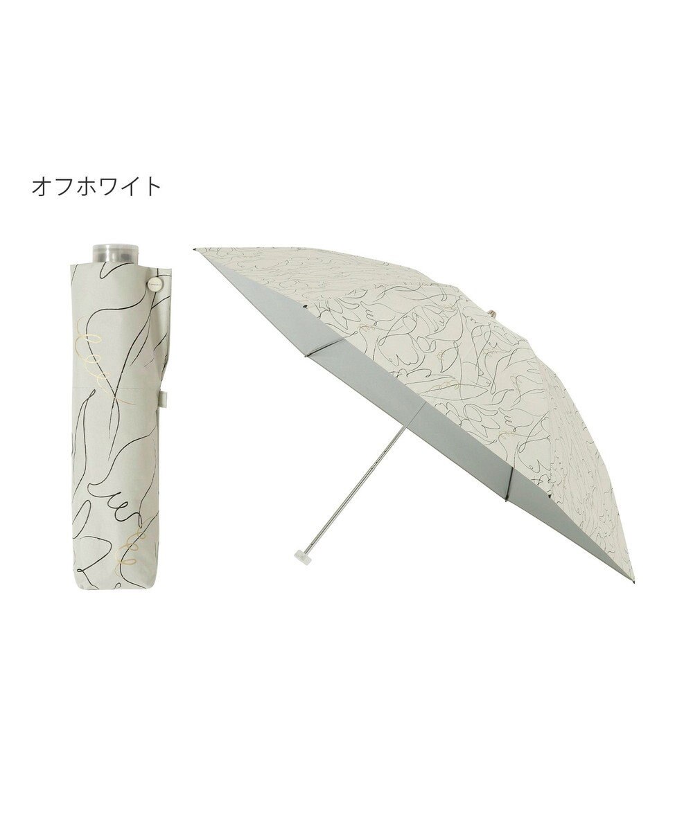 MOONBAT 【晴雨兼用/ 一級遮光/UV99％】フワクール (Fuwacool) 折りたたみ日傘 フワクールホワイト ラインフラワー 軽量 
