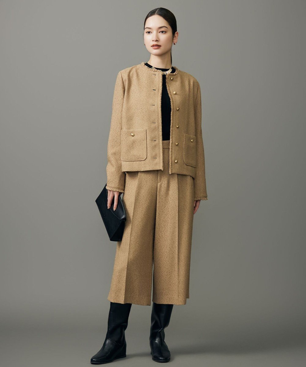 自由区 L 【17号サイズまで展開・SHIHOさん着用】ブライトリングツイード2タッククロップド パンツ 