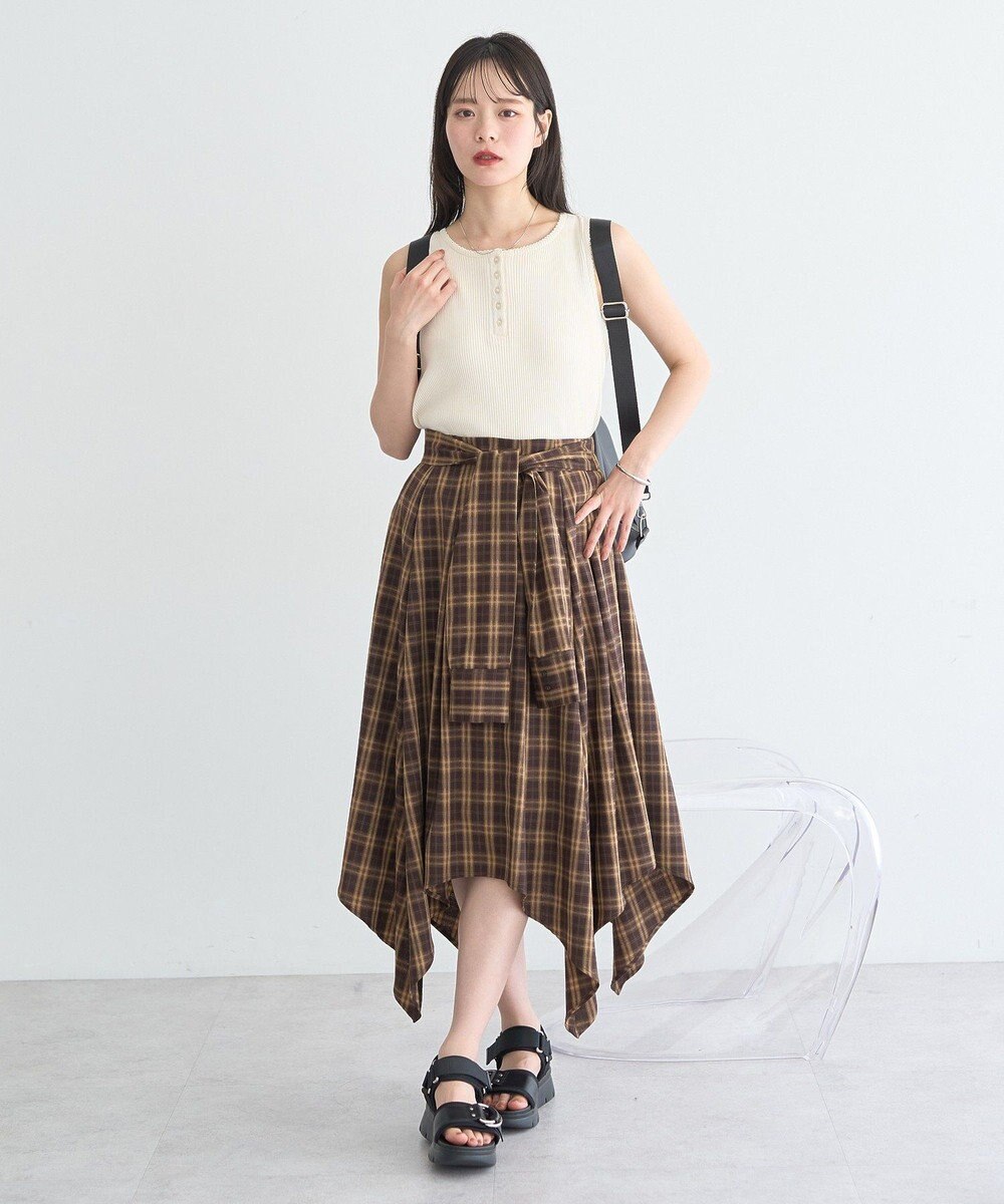 earth music&ecology イレヘムチェックシャツライクスカート 