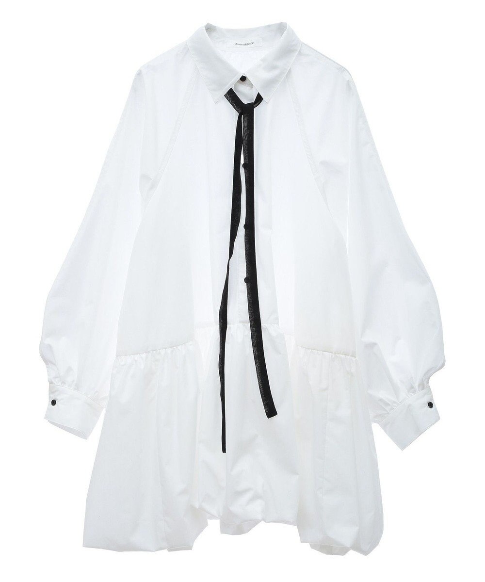 Green Parks ボウタイリボン付裾バルーンシャツワンピースⅡ 