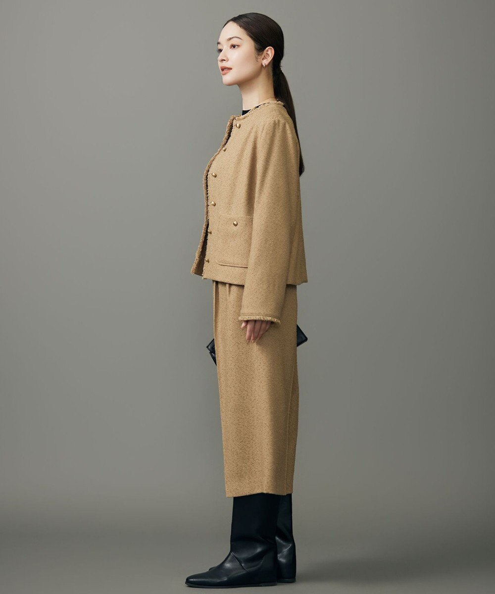 自由区 L 【17号サイズまで展開・SHIHOさん着用】ブライトリングツイード2タッククロップド パンツ 