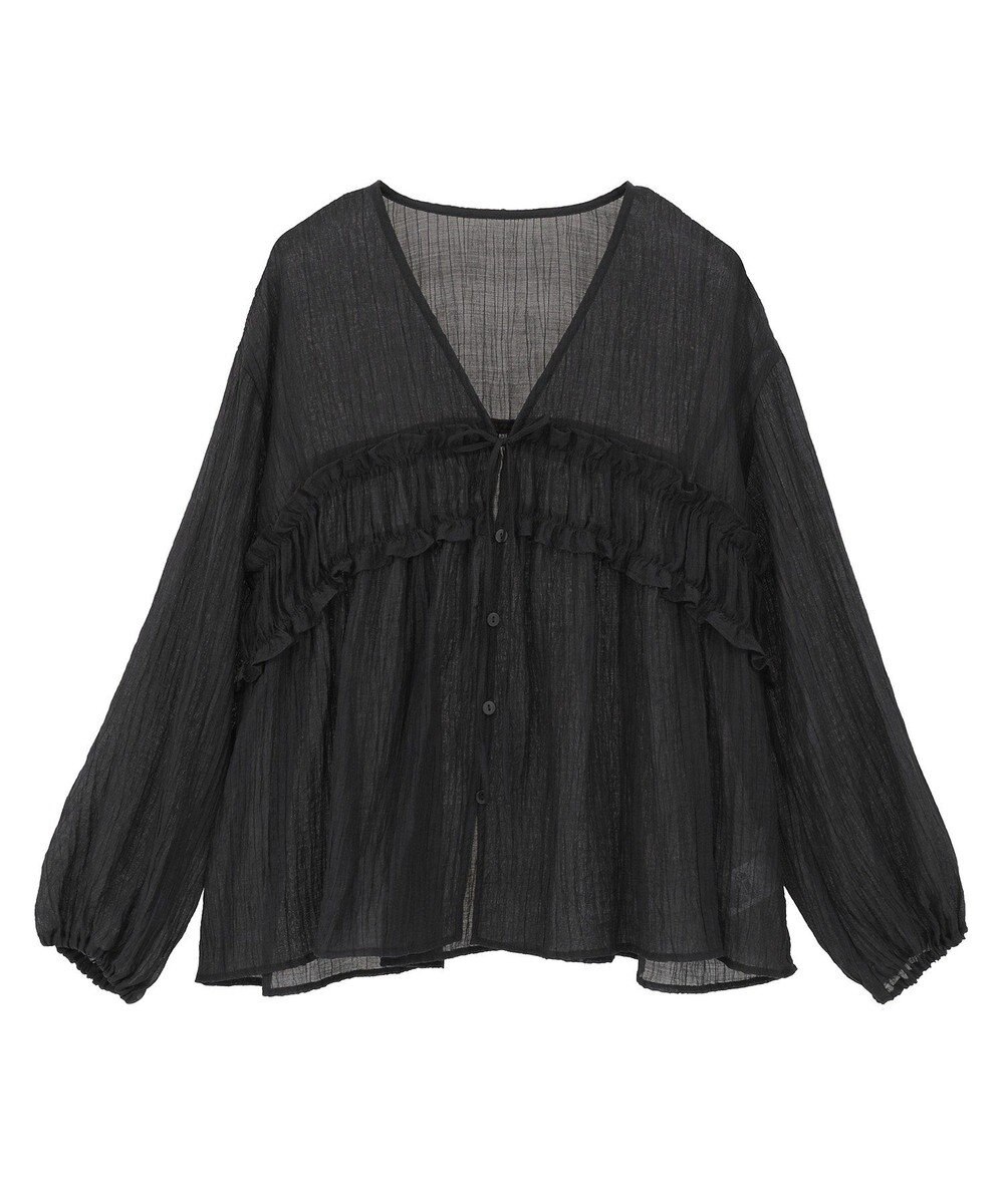 Green Parks Ｖネックフリルシアープリーツブラウス 